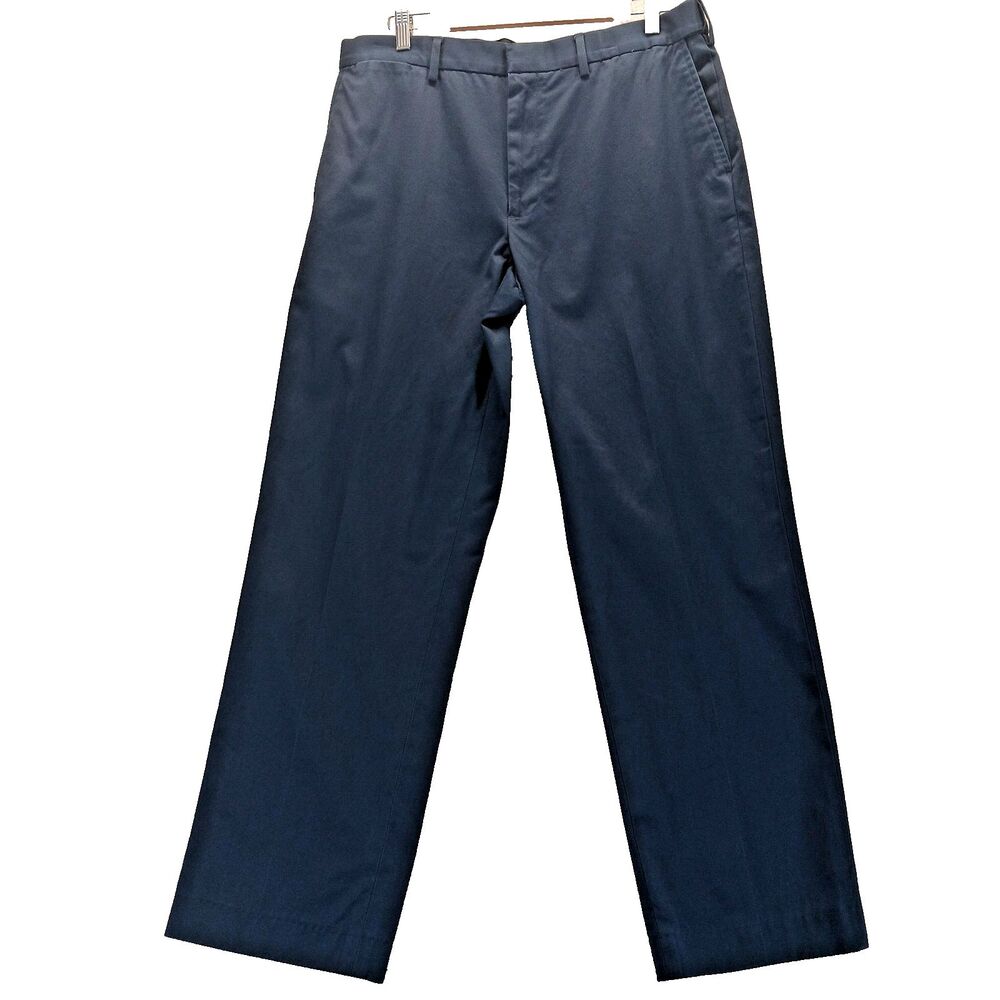 Lands End Classic Clothing Tailored Fit Dress Pants Mens Size 35 Navy Blue